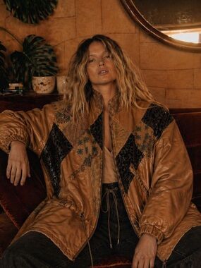 Pelle Cuir Vintage brown leather patchwork jacket